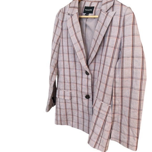 Frank & Oak XS NWOT linen blend thicker purple Plaid Blazer oversized! See measu - Picture 2 of 12